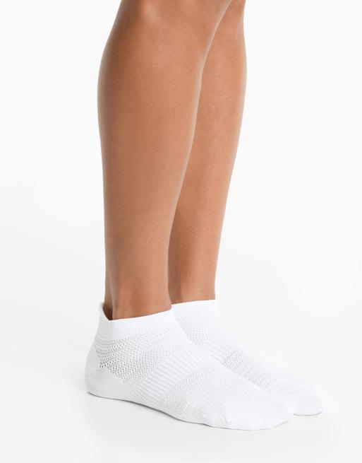OYSHO 3 Pairs Of Polyamide Blend Sneaker Socks With Heel Tab In Pale Pink