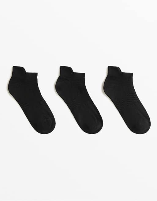 OYSHO 3 pairs of polyamide blend sneaker socks with heel tab in black
