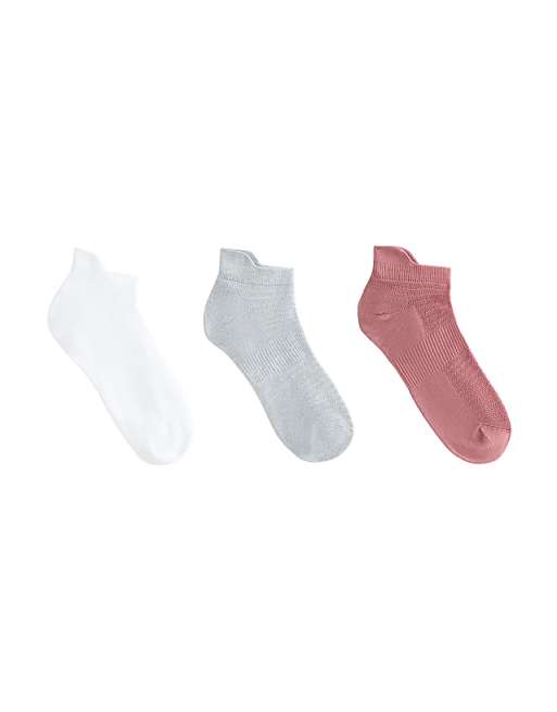 OYSHO 3 pairs of polyamide blend sneaker socks with heel tab in pale pink