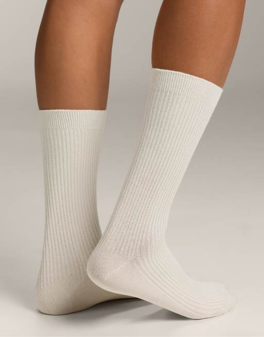 OYSHO 5 Pairs Of Classic Cotton Blend Socks In Light Khaki