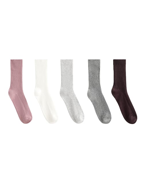 OYSHO 5 pairs of classic socks with cotton in dusty pink