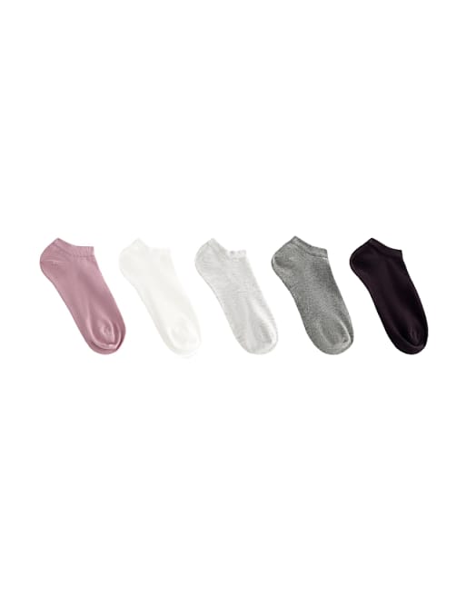 OYSHO 5 pairs of cotton blend sneaker socks in dusty pink