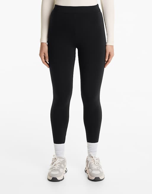 OYSHO Ankle-length high-rise super-extra-warm seamless 70cm leggings in black