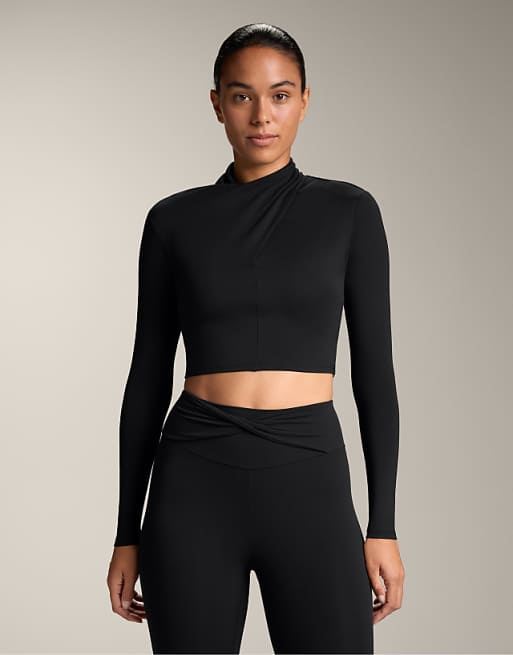 OYSHO Comfortlux draped neckline t-shirt in black