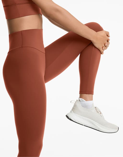 OYSHO Comfortlux High-rise Ankle-length Leggings In Brown Tile Red