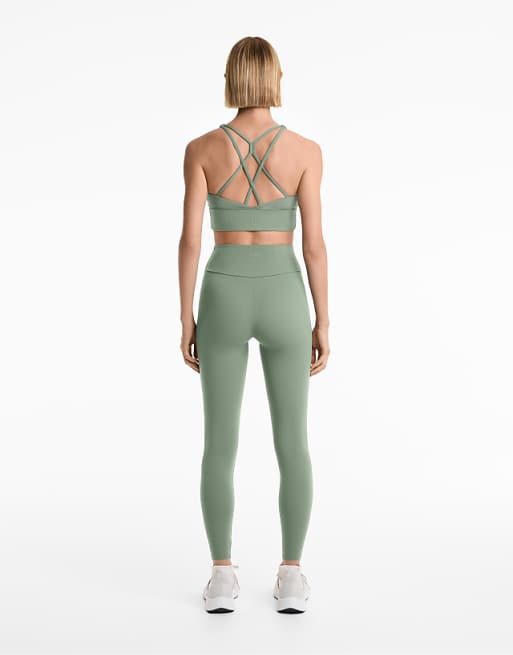 OYSHO Comfortlux High-rise Ankle-length Leggings In Washed Green