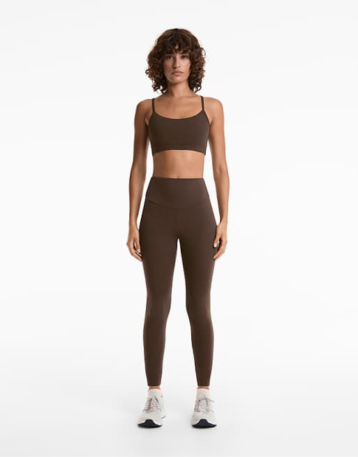 OYSHO Comfortlux high-rise ankle-length leggings in light brown