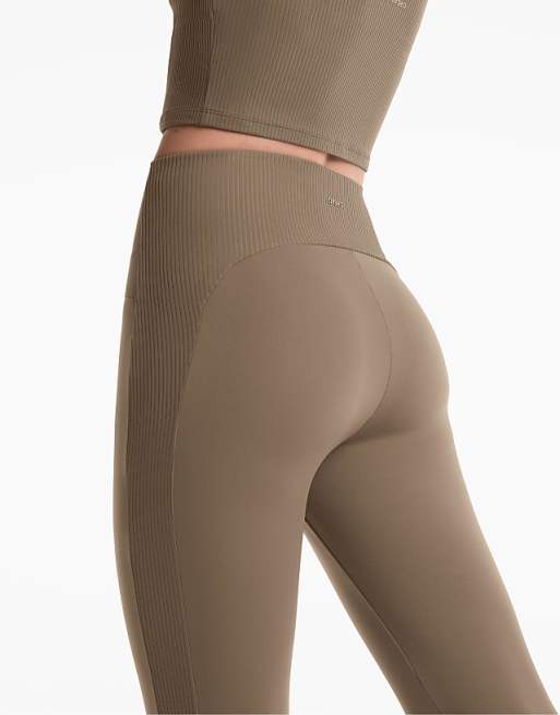 OYSHO Comfortlux High-rise Rib 65cm Ankle-length Leggings In Grey