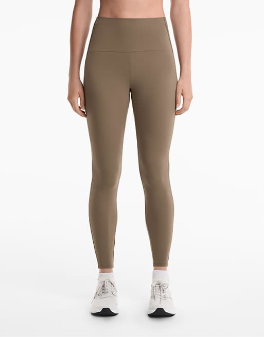 OYSHO Comfortlux High-rise Rib 65cm Ankle-length Leggings In Grey