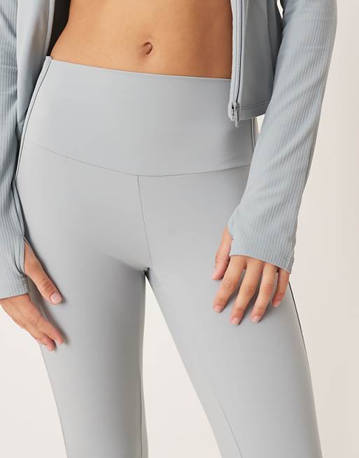 OYSHO Comfortlux High Rise Side Rib 65cm Ankle-length Leggings In Washed Grey-blue