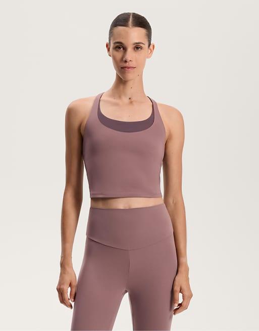 OYSHO Comfortlux overlay tank top in pink-mauve