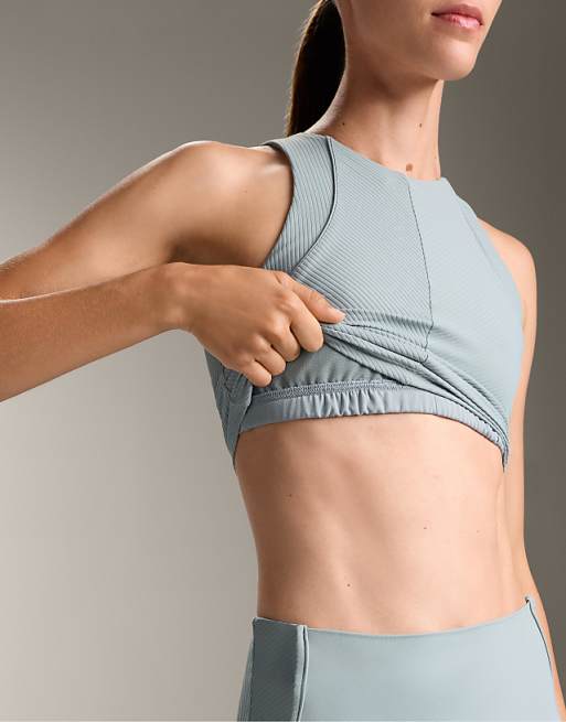 OYSHO Comfortlux Rib Tank Top In Washed Grey-blue