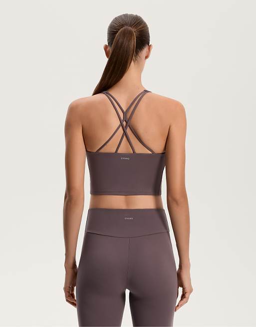 OYSHO Comfortlux Strap Tank Top With Cups In Grey-purple