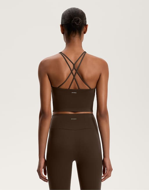 OYSHO Comfortlux Strap Tank Top With Cups In Light Brown