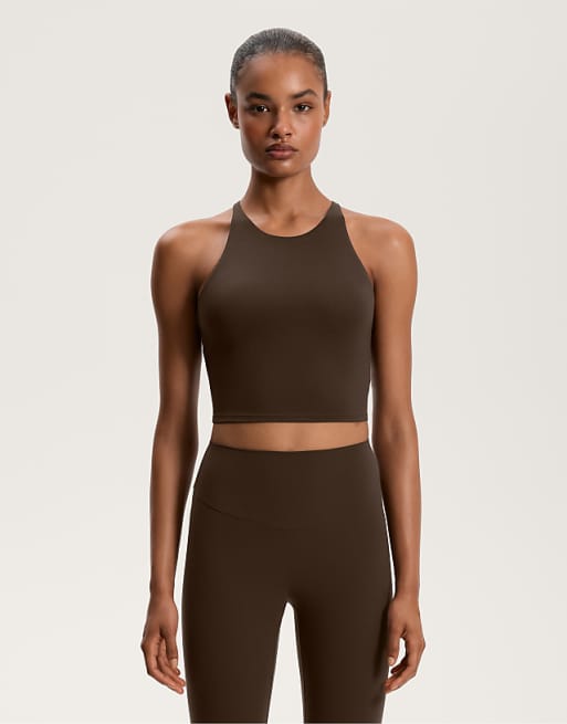 OYSHO Comfortlux strap tank top with cups in light brown