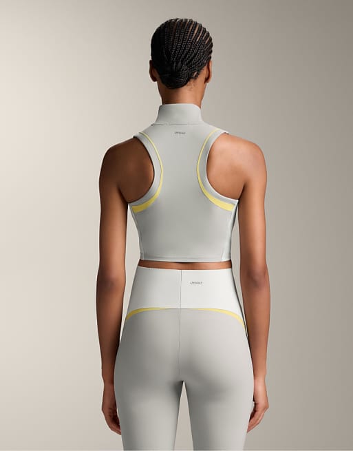 OYSHO Compressive Block Tank Top In Grey