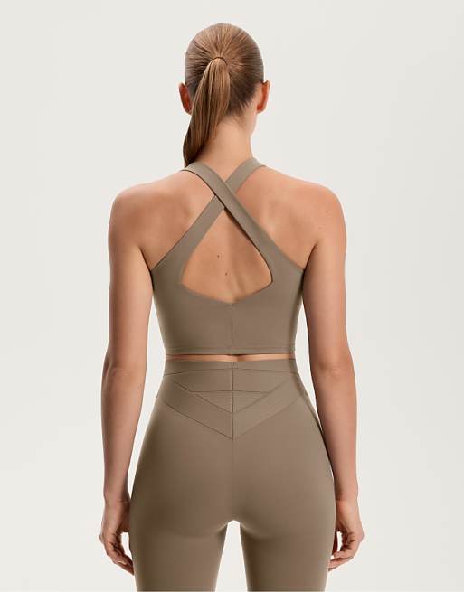 OYSHO Compressive Block Tank Top In Mocha