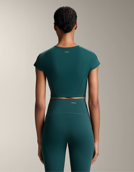 OYSHO Compressive Short-sleeved Tank Top In Sea Green