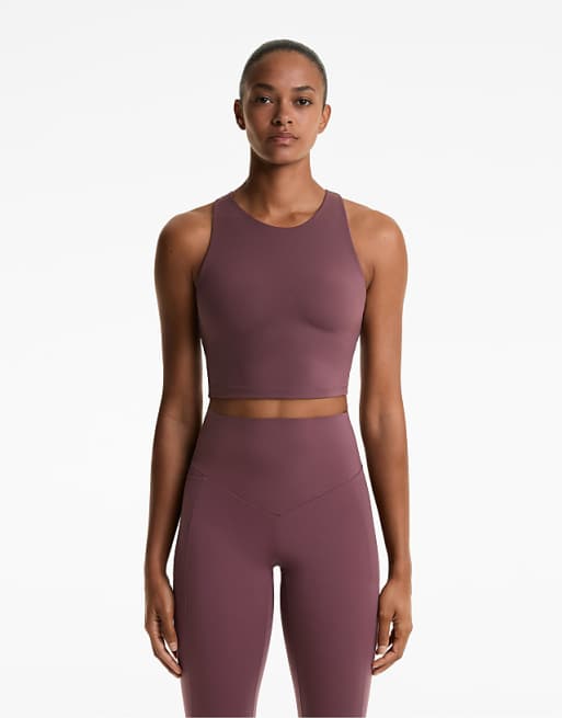 OYSHO Compressive Tank Top In Burgundy