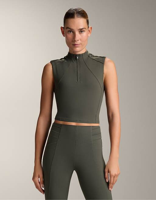 OYSHO Evermove Crease Tank Top In Green
