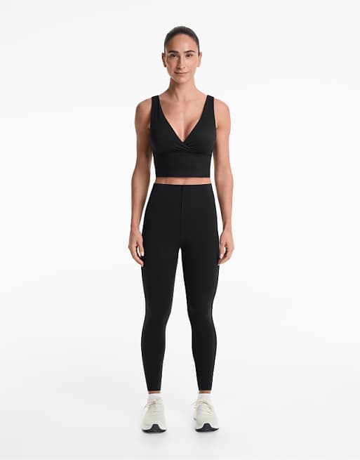 OYSHO Extra-compressive Raise Up 65cm Ankle-length Leggings In Black