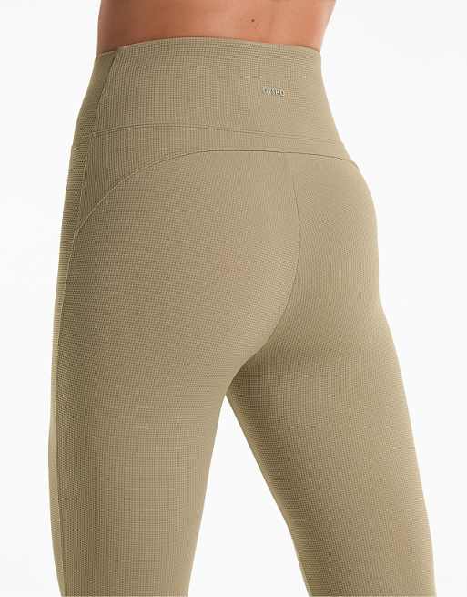 OYSHO High Rise Waffle 65cm Leggings In Washed Khaki