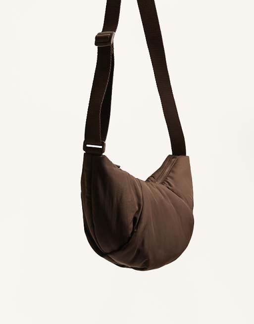 OYSHO Mini Quilted Crossbody Bag In Brown