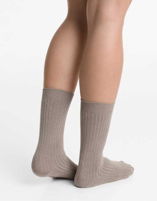 OYSHO Modal Blend Classic Socks In Tan