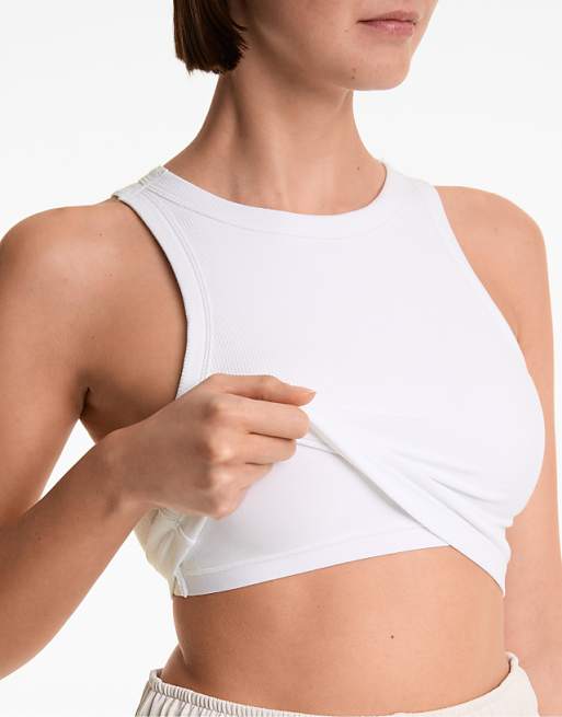 OYSHO Modal Blend Cups Tank Top In Off-white