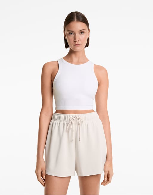 OYSHO Modal blend cups tank top in off-white