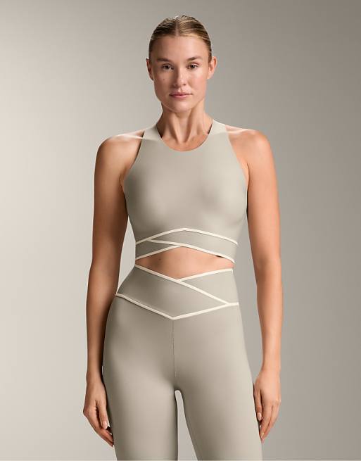 OYSHO Perfect-adapt Crossover Band Tank Top In Mink
