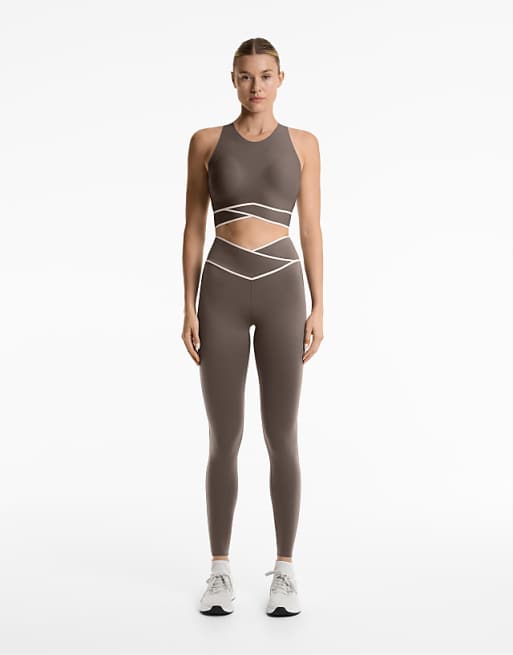 OYSHO Perfect-adapt Crossover V-cut Waist 65cm Ankle-length Leggings In Blac