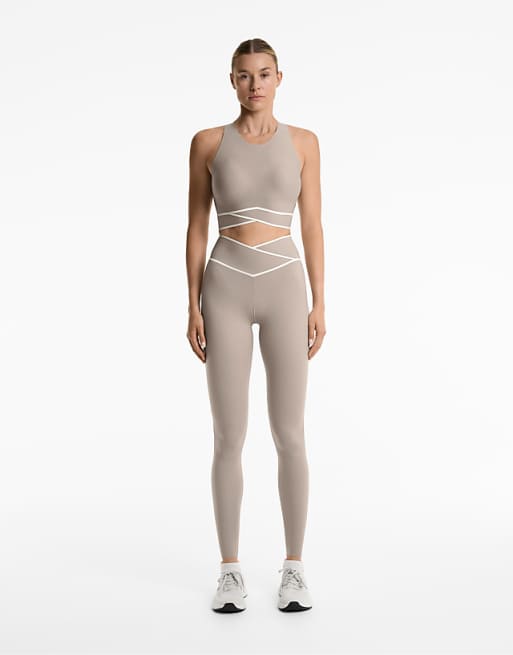 OYSHO Perfect-adapt Crossover V-cut Waist 65cm Ankle-length Leggings In Mink