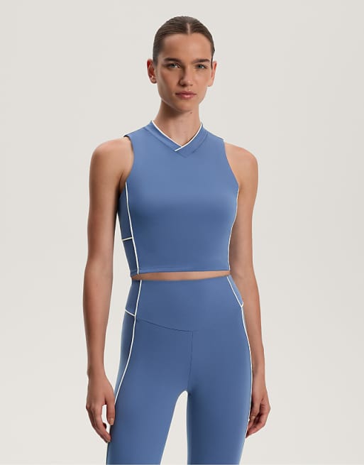 OYSHO Piping comfortlux tank top in mid-blue