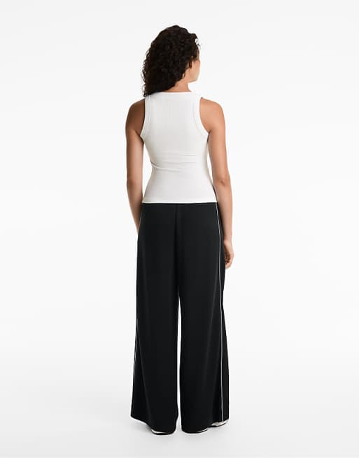 OYSHO Rib Modal Blend Tank Top In White