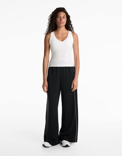 OYSHO Rib Modal Blend Tank Top In White
