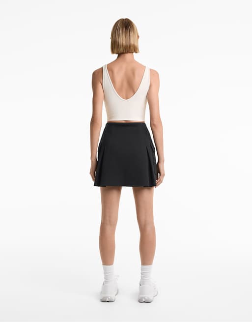 OYSHO Rib Structure Tank Top In Pale Ecru