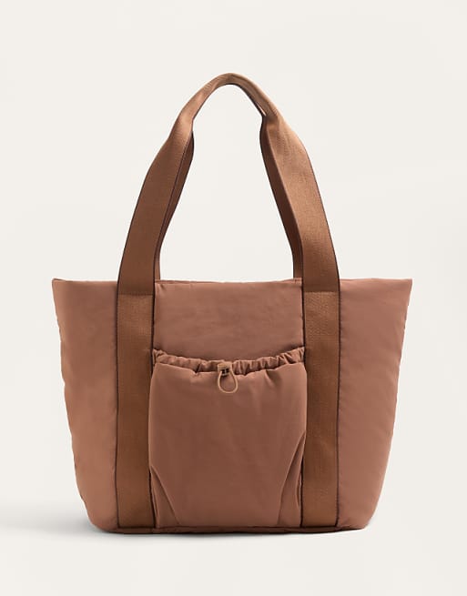 OYSHO Shopper bag with front pocket in terracota