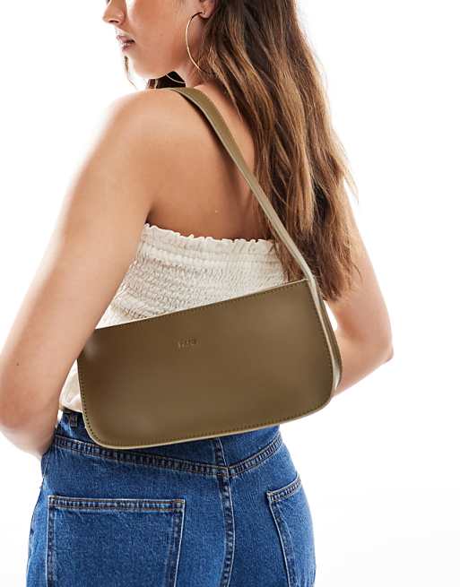 PASQ Baguette Shoulder Bag In Dark Green