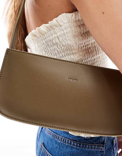 PASQ Baguette Shoulder Bag In Dark Green