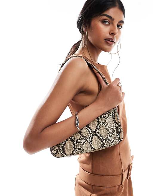 PASQ Baguette Shoulder Bag In Snake