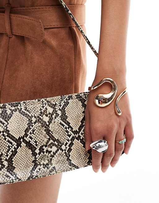 PASQ Baguette Shoulder Bag In Snake
