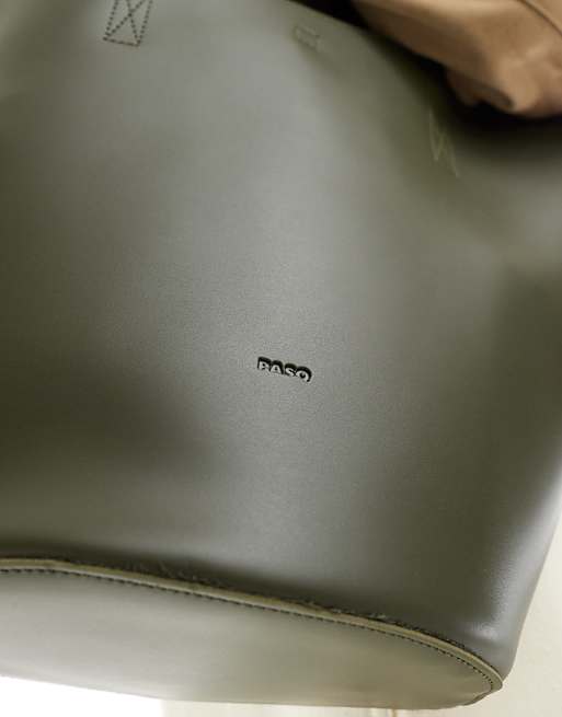 PASQ Curve Top Shoulder Bag In Khaki Green
