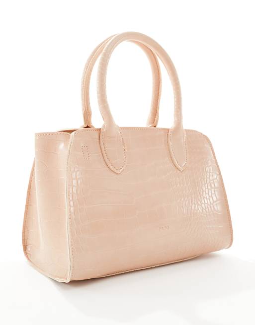 PASQ Faux Croc Grab Bag In Off White