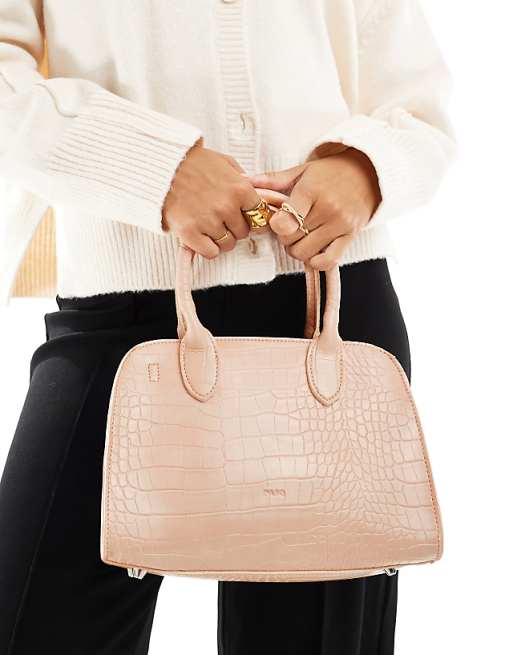 PASQ faux croc grab bag in off white