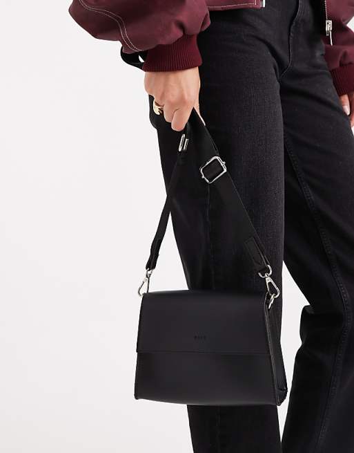 PASQ Flapover Classic Crossbody Bag In Black