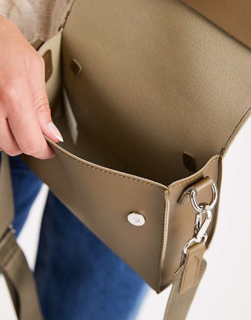 PASQ Flapover Classic Crossbody Bag In Forest Green