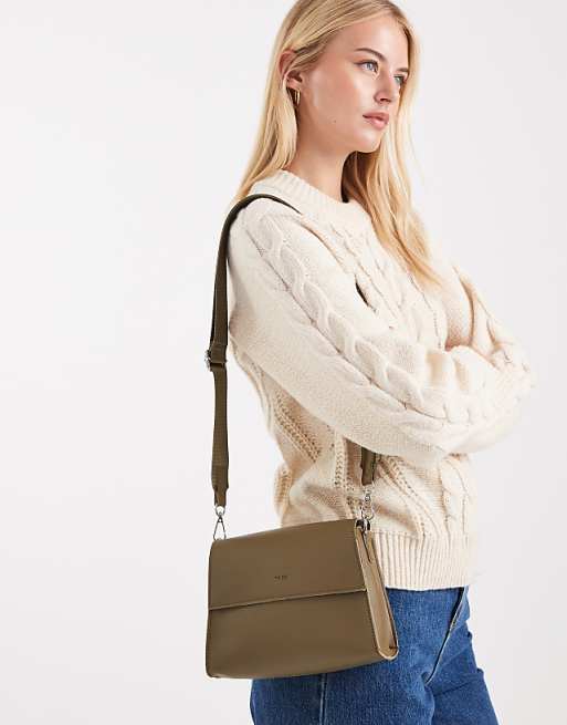 PASQ flapover classic crossbody bag in forest green