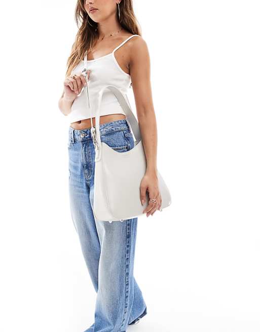 PASQ Slouch Tote Bag With Crossbody Strap In Moonbeam