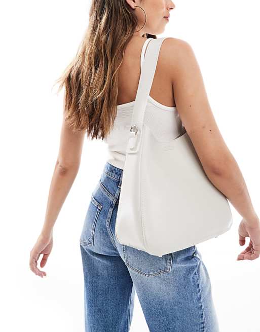 PASQ slouch tote bag with crossbody strap in moonbeam
